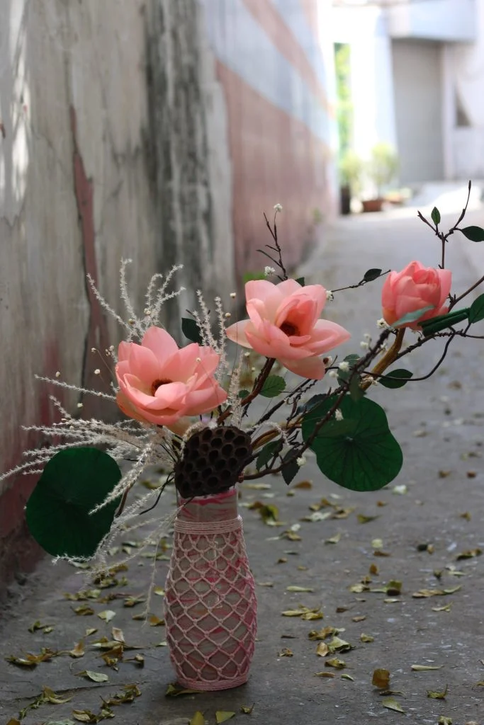 Bình Hoa sen khô màu hồng